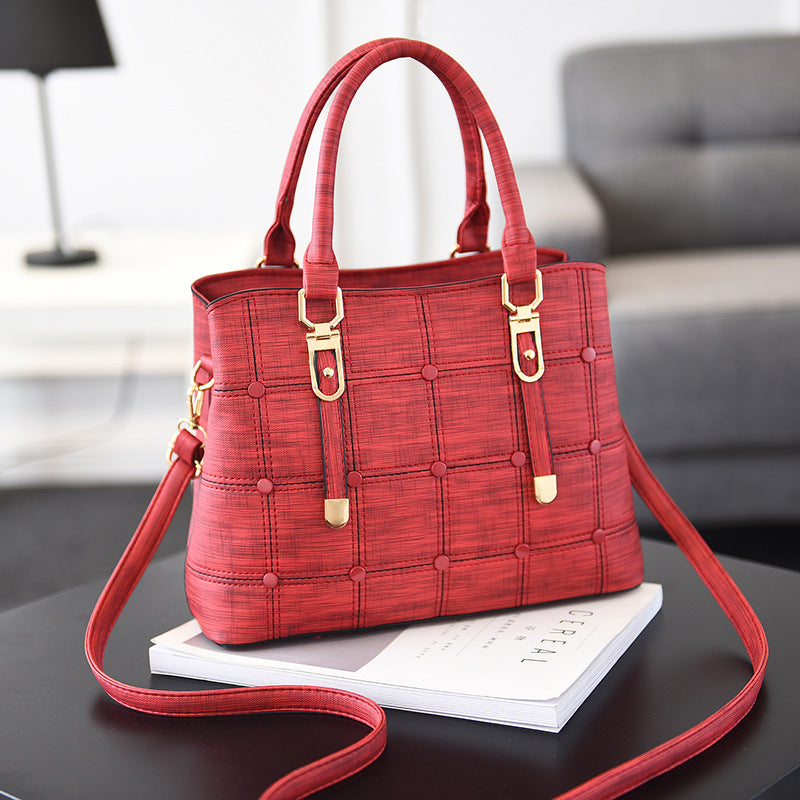 Elegant Plaid Button Tote Bag – Luxury Women’s Crossbody Handbag