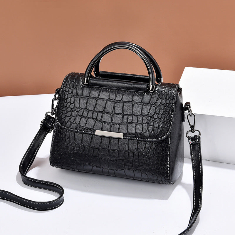 Elegant Croc-Texture Top Handle Crossbody Bag for Women