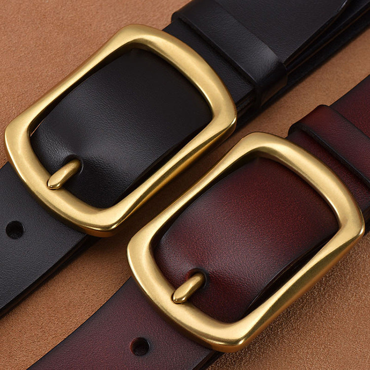 Vintage Leather Belt  With Gold Pin Buckel