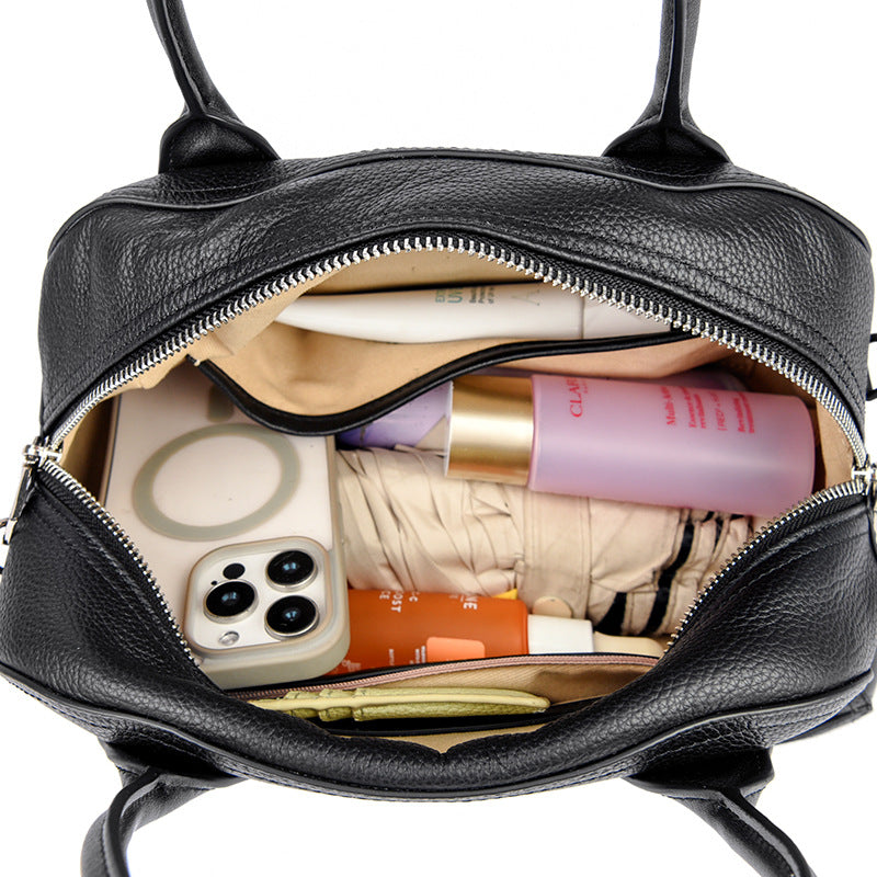 Elegant Vintage Leather Top Handle Crossbody Bag