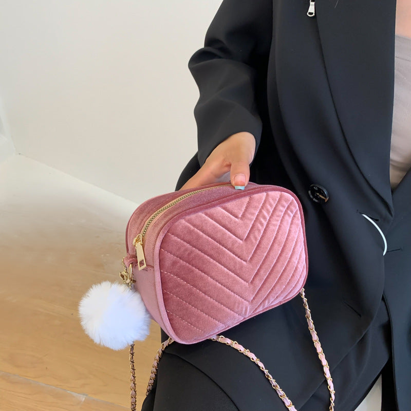 Quilted Velvet Crossbody Mini Bag