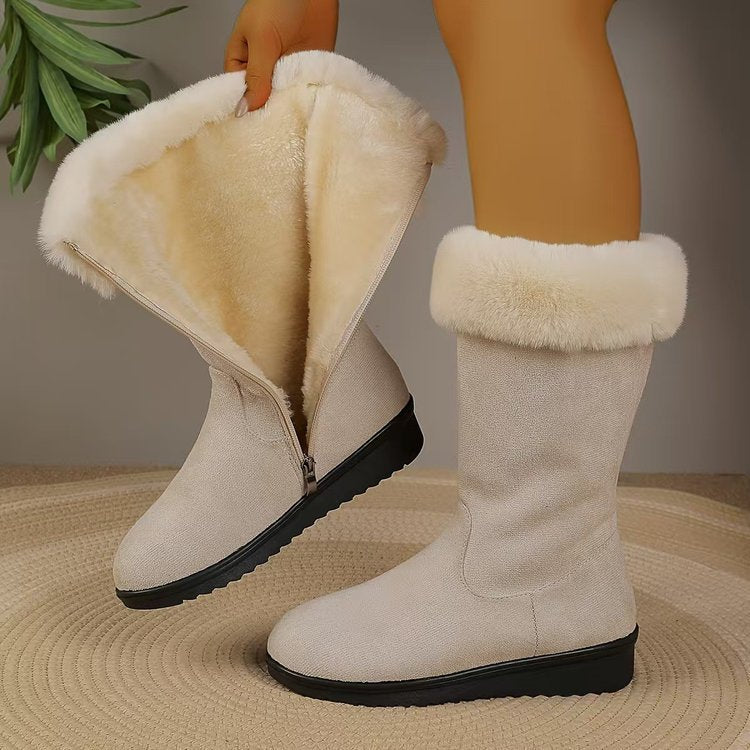 Fleece-Lined Thickened Mid-Calf Versatile Snow Boots