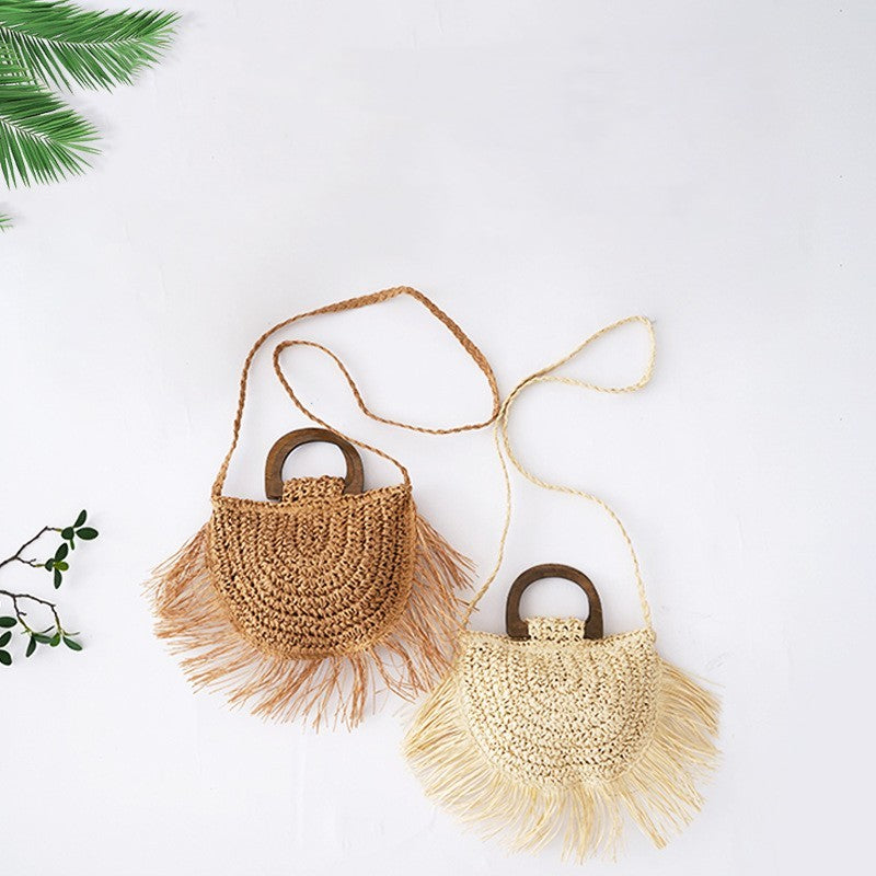 Boho Semicircle Tassel Crossbody Handbag - Travel & Beach Style