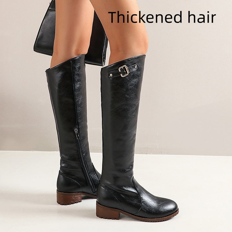 Retro Chunky Heel Knight Boots