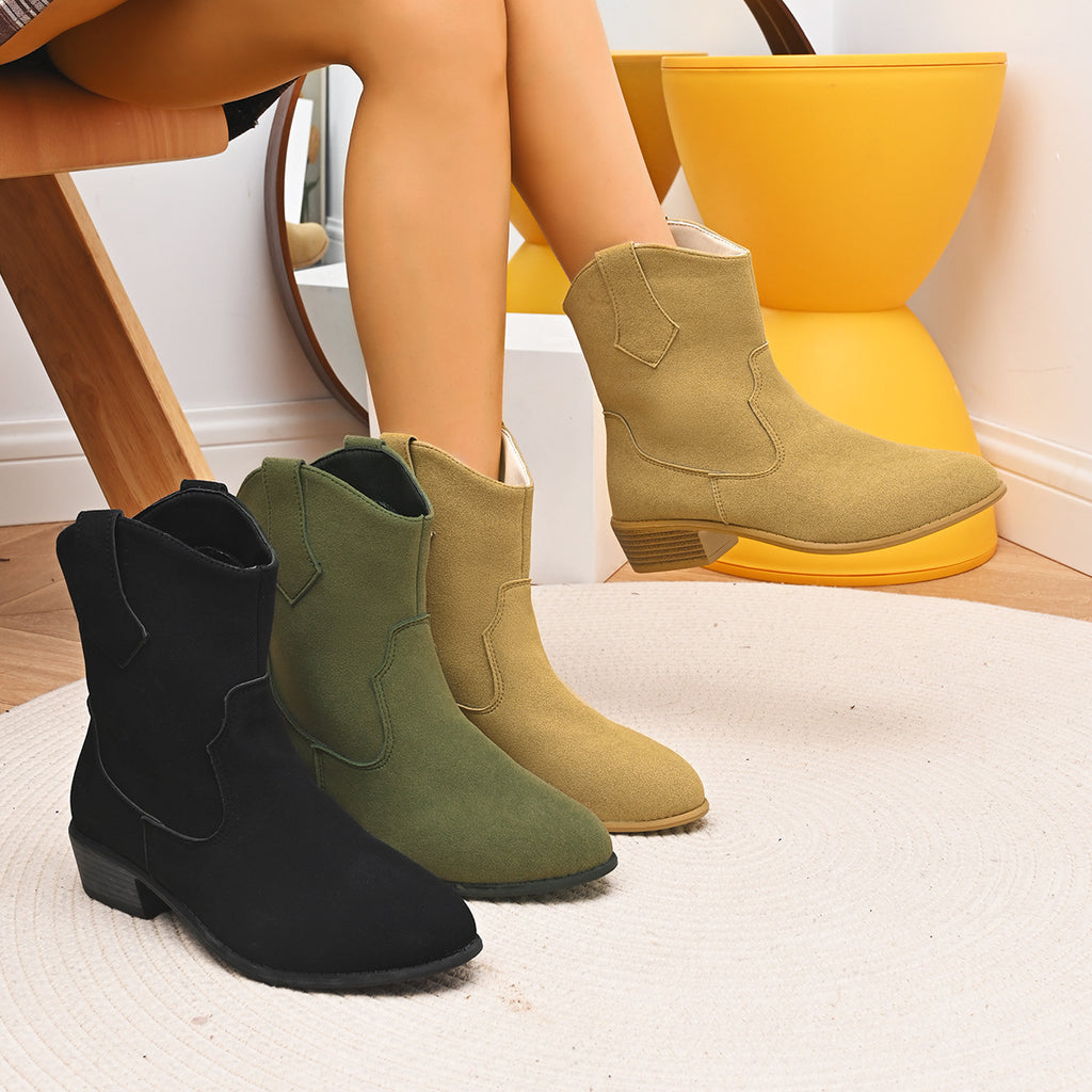 British Style Mid-Heel Boots | Pointed Toe