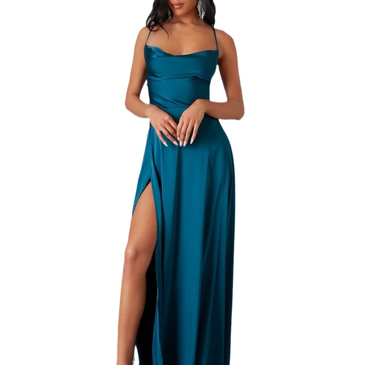 Summer Backless High-Waist Split Maxi Dress