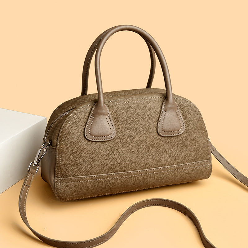 Elegant Vintage Leather Top Handle Crossbody Bag