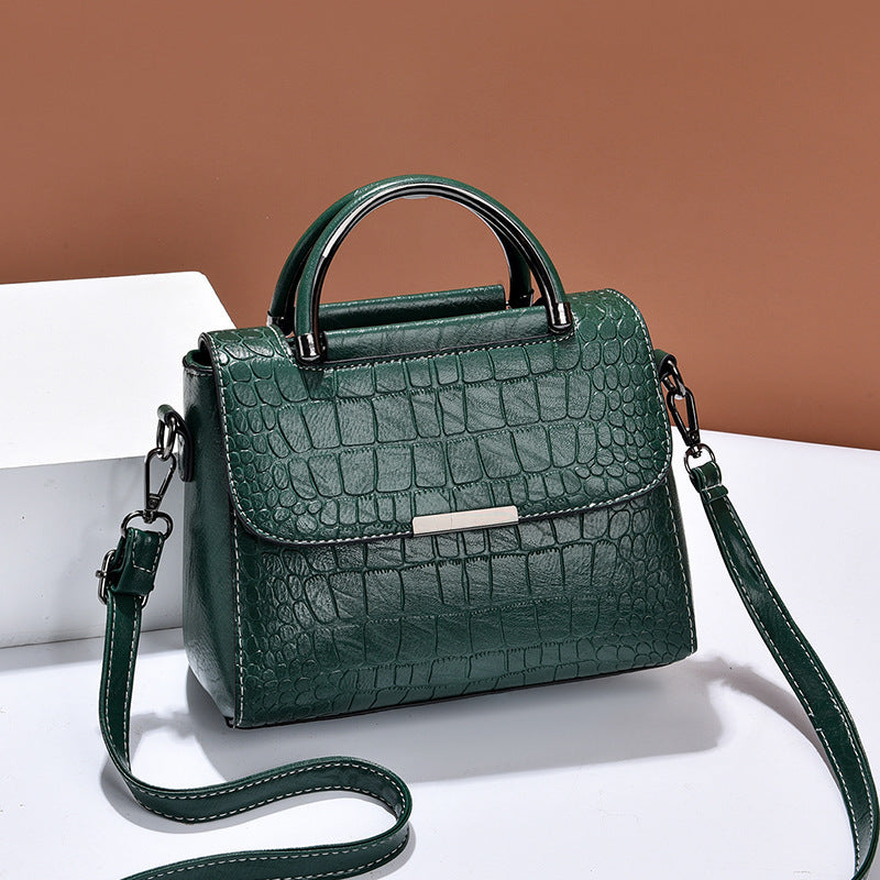 Elegant Croc-Texture Top Handle Crossbody Bag for Women