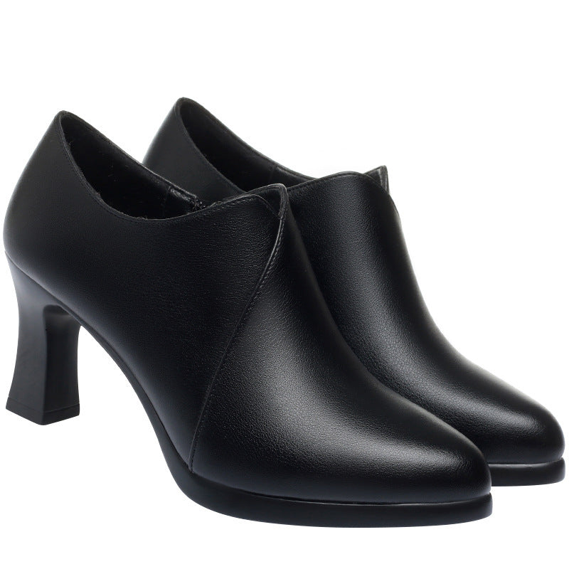 Soft Lethear Deep Mouth  Heel Pumps