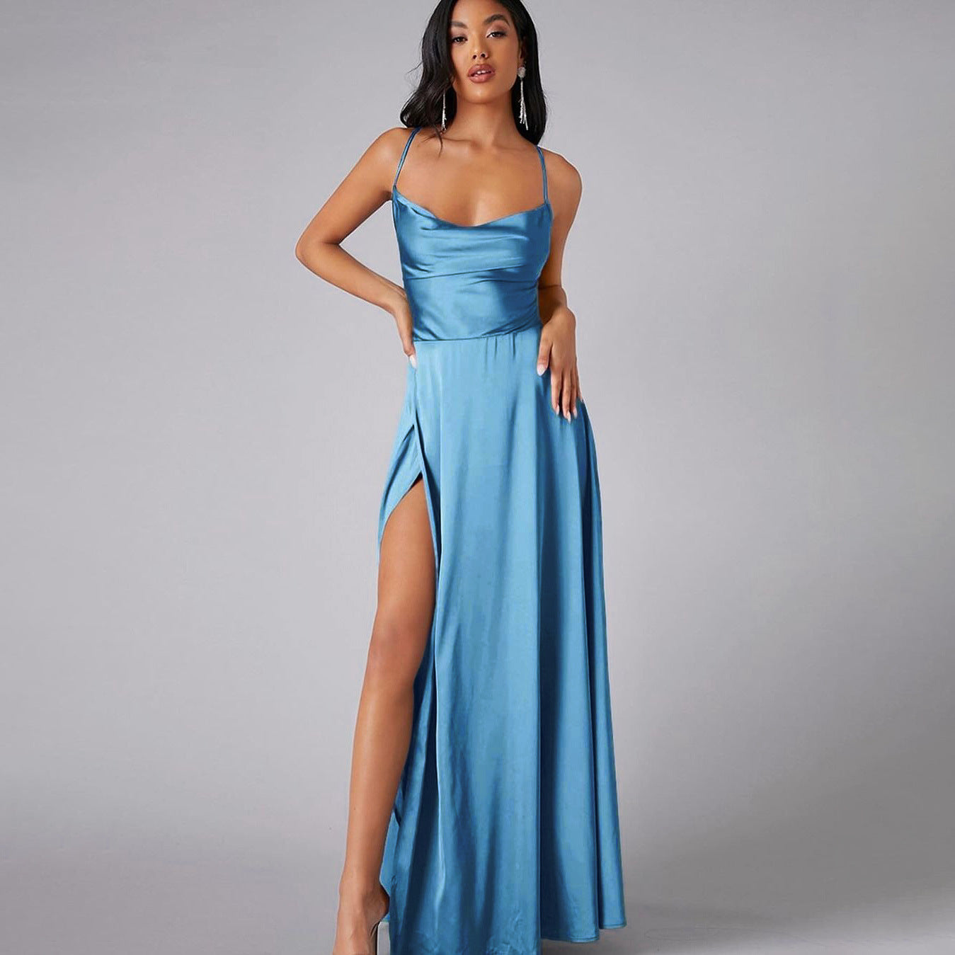 Summer Backless High-Waist Split Maxi Dress