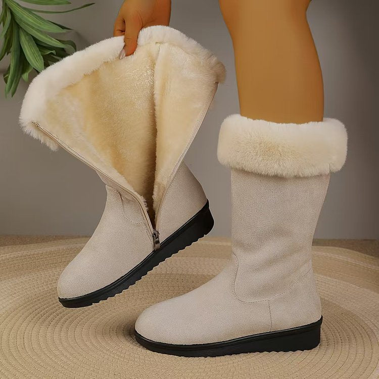 Fleece-Lined Thickened Mid-Calf Versatile Snow Boots