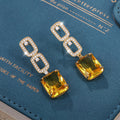 S925 Zircon Rectangle Earrings - Elegant Temperament Fashion Jewelry