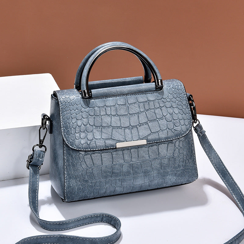 Elegant Croc-Texture Top Handle Crossbody Bag for Women