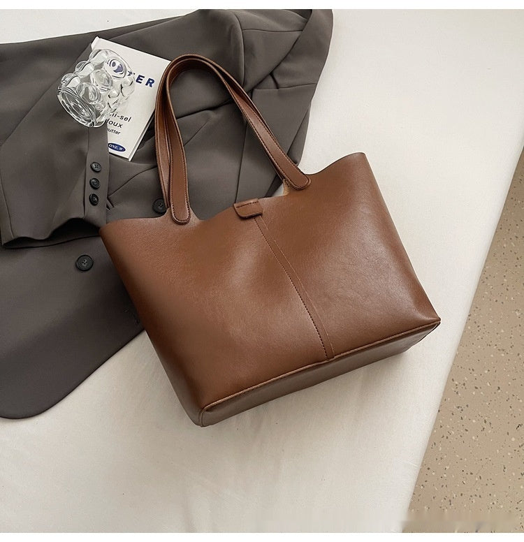 Large Capacity Retro Textured Shoulder Tote Bag