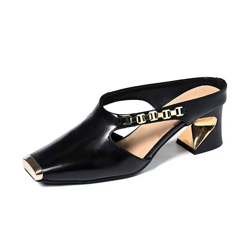 Metal Tilta French Retro Square Toe Sandals
