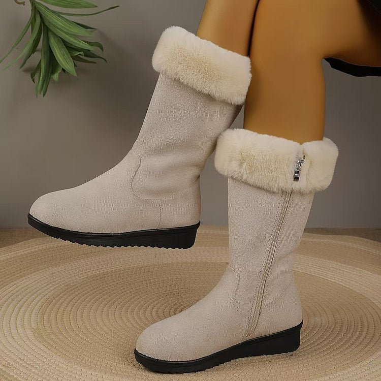 Fleece-Lined Thickened Mid-Calf Versatile Snow Boots