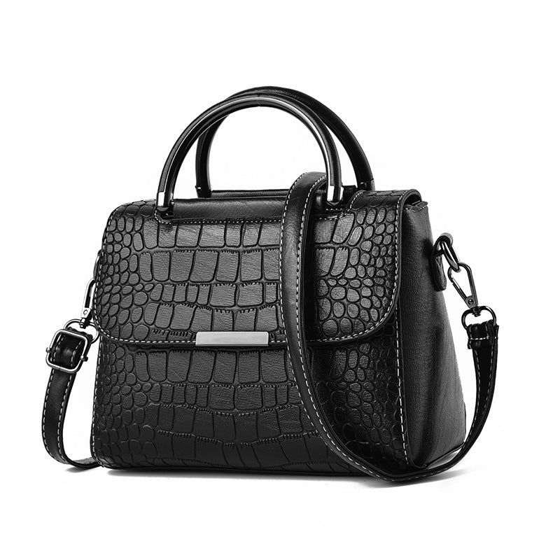Elegant Croc-Texture Top Handle Crossbody Bag for Women