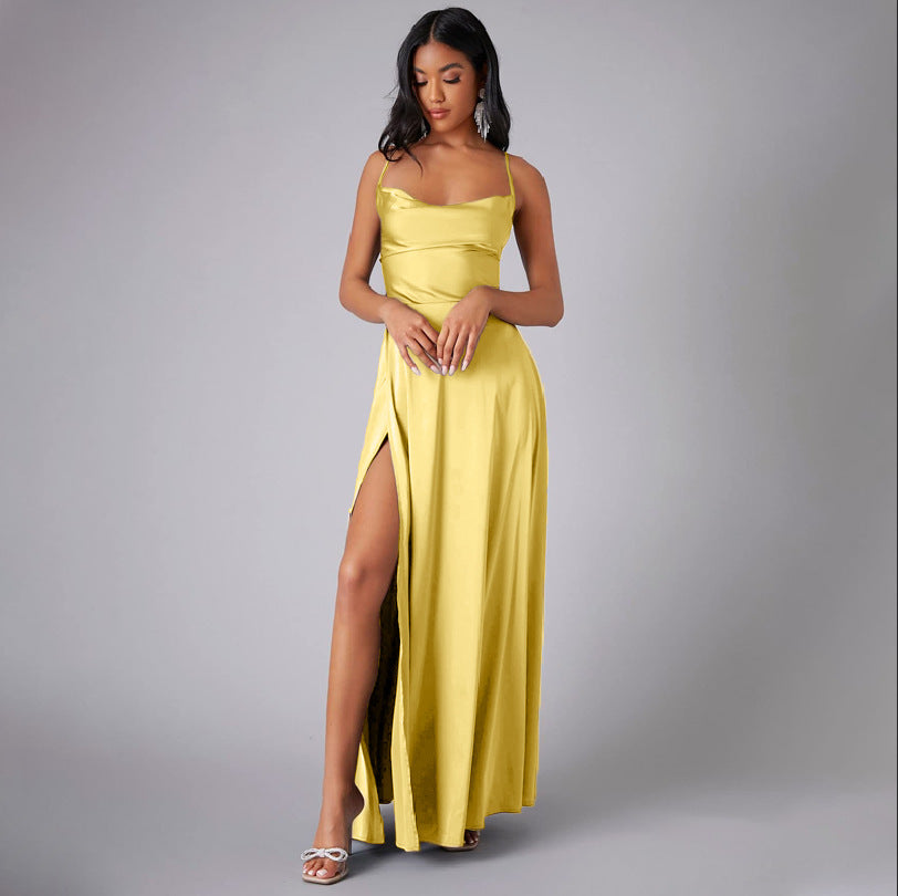 Summer Backless High-Waist Split Maxi Dress