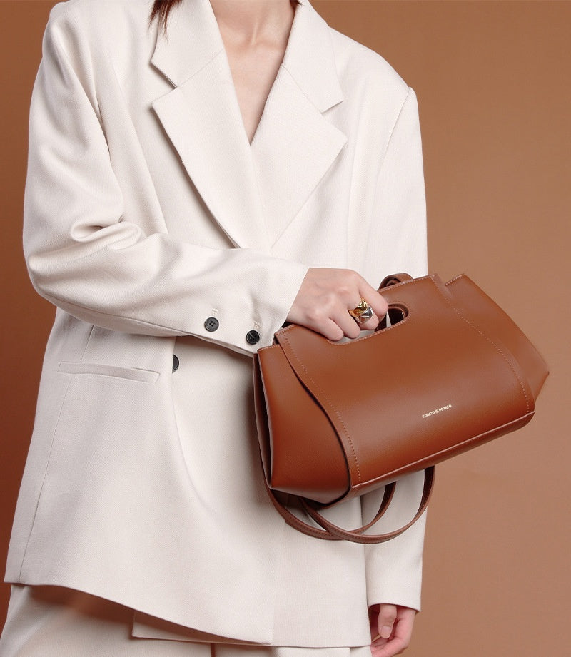 Elegant Minimalist Cowhide Underarm Shoulder Bag