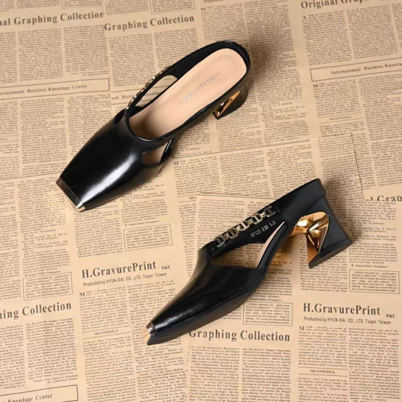 Metal Tilta French Retro Square Toe Sandals